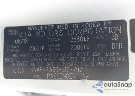 2014 Kia Forte Lx z USA, uszkodzony, nr VIN KNAFK4A69E5137797